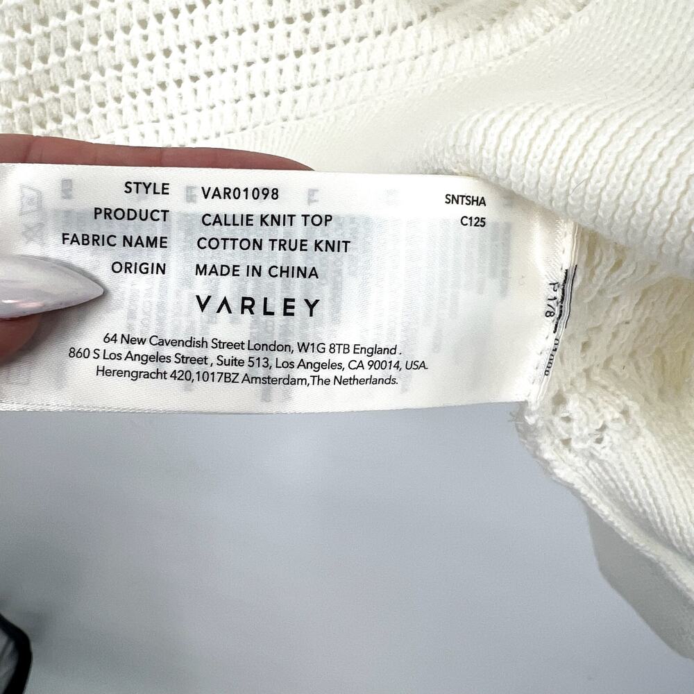 VARLEY Women's Callie Mesh Knit Top Large Beige Egret Short Sleeve NWT - Picture 12 of 13